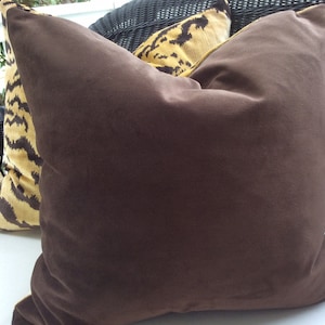 Scalamandre Pillow Cover in Le Tigre and Chocolate Velvet, image 3