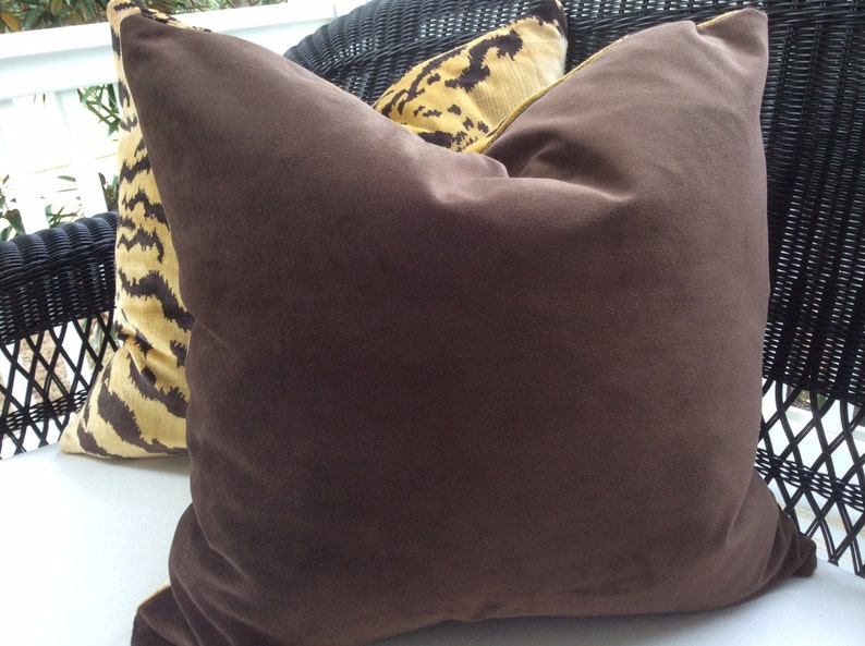 Scalamandre Pillow Cover in Le Tigre and Chocolate Velvet, image 3