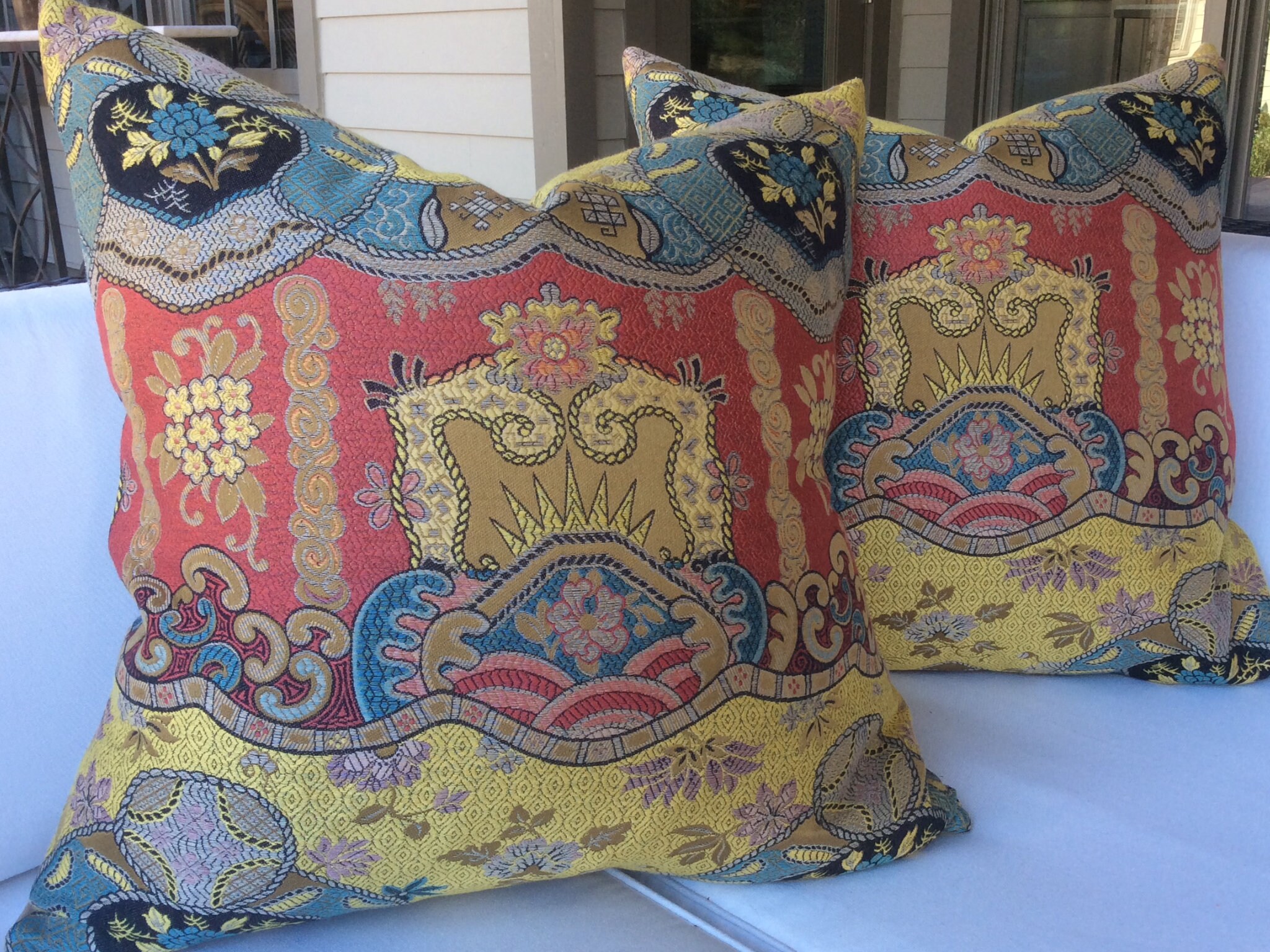 Clarence House dragon Empress in Red and Yellow Lampas Etsy UK