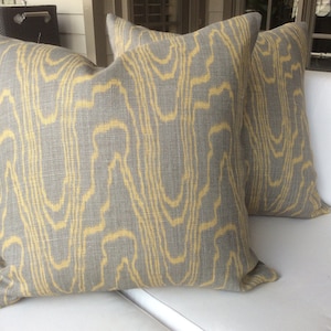 Kelly Wearstler for Groundworks and Lee Jofa Pillow Cover in gray &quot;taupe&quot;  Swirl Linen, gray Linen Backing, Choose Size