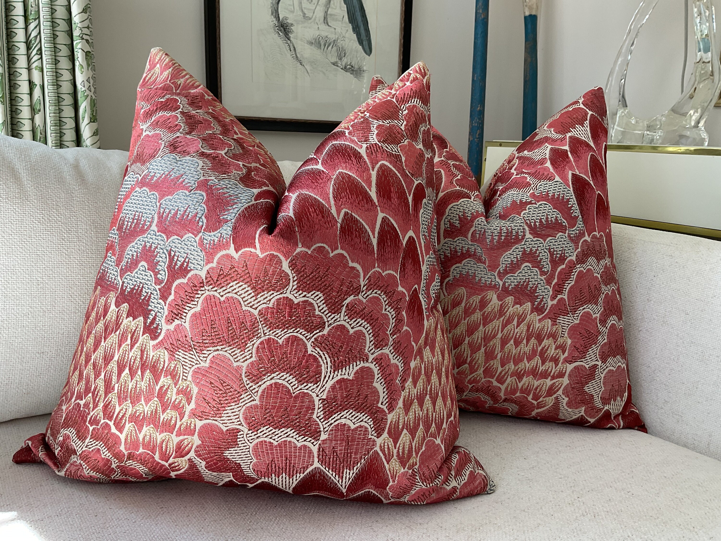 Cowtan and Tout Pillow cover “COROMANDEL” in lacquer embroidered