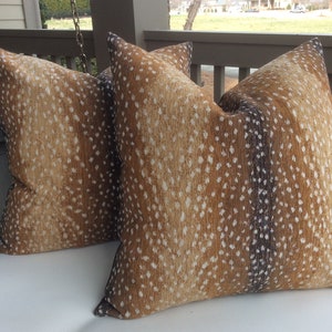 ANTELOPE in “Fawn” by Lee Industries-chenille pillow cover in rich caramel brown with velvet or antelope backing