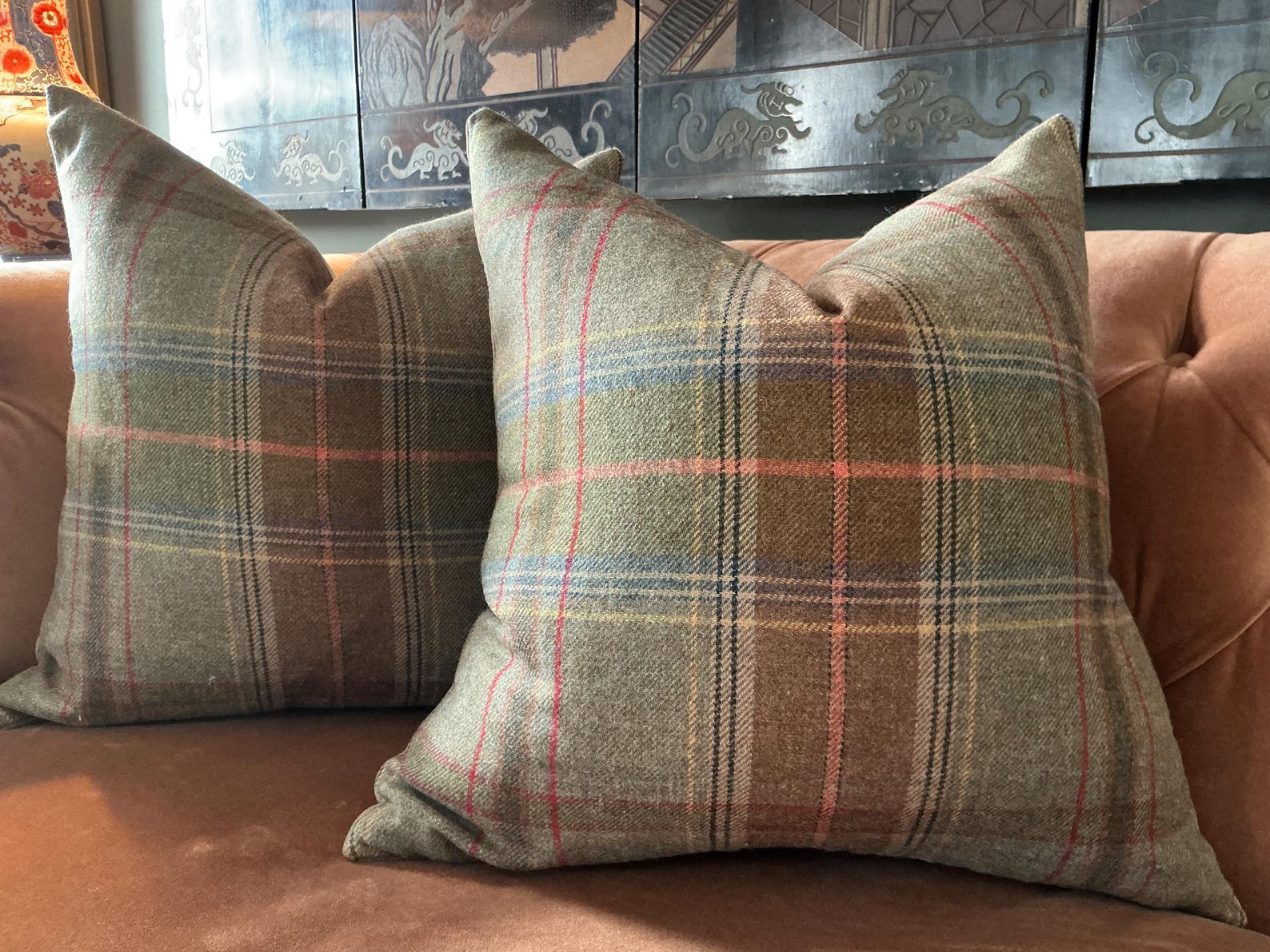 GP and J Baker for Kravet Shetland Plaid in lovat wool by Mulberry -cover(s) - 22 x 22 inches