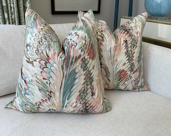 Lee Jofa " Taplow" In Juniper and Petal Pillow Covers