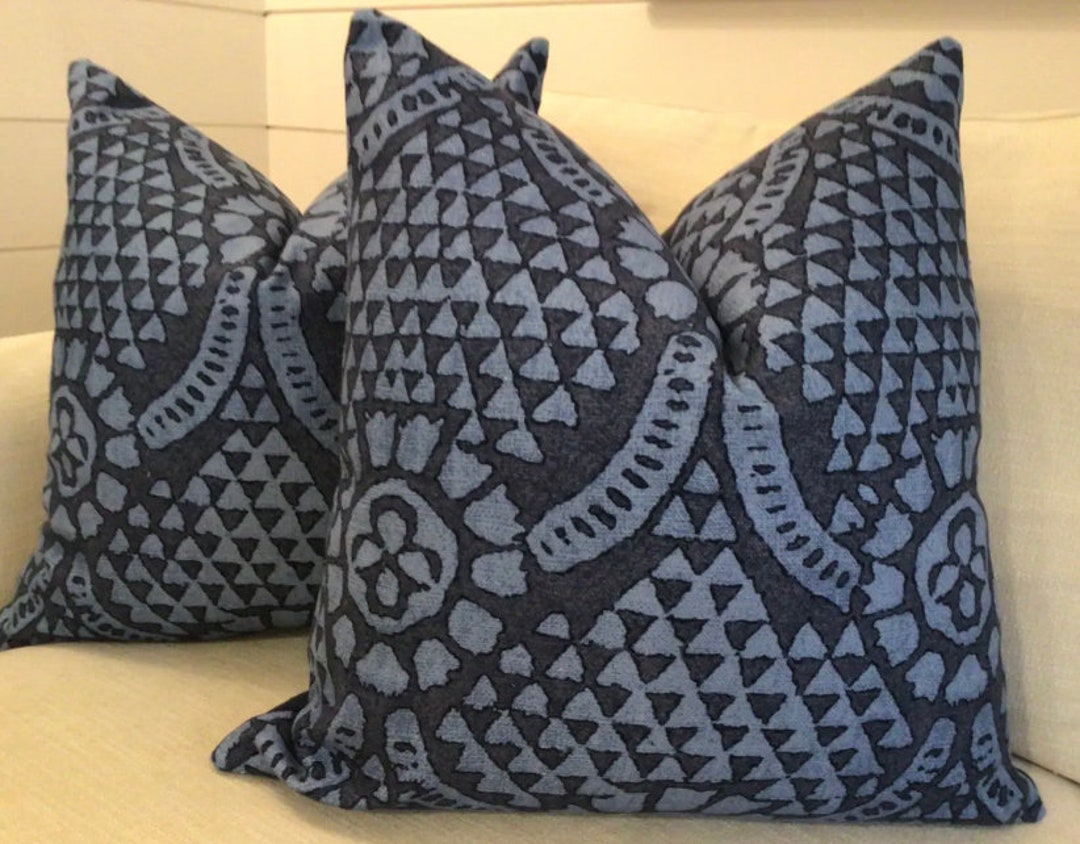 Thibaut chamomile in Navy Pillow Covers Etsy