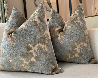 Cowtan and Tout cut velvet "WALDEN" in Sky Pillow Covers