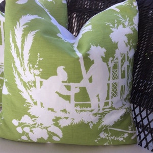 Thibaut Pillow Covers in Green and White South Seas Linen image 1
