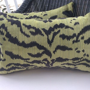 Scalamandre "Le Tigre" Pillow Cover in Rich Moss and Espresso