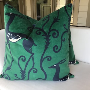 Zoffany Deco Deer in Malachite green and blue covers