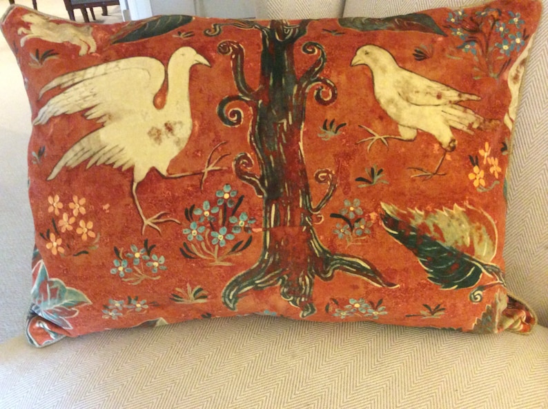 Zoffany Arden Velvet Pillow Cover, Venetian Red, Mythical Animals 26x14 ...