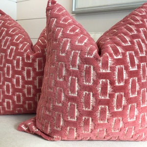 Brunschwig and Fils "Chambord" Velvet in Rose Pillow Covers