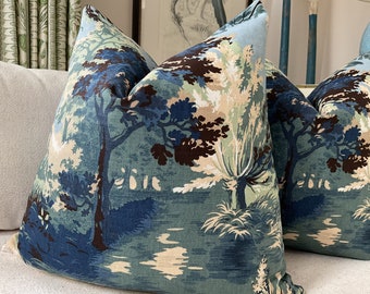 Thibaut “Lincoln Toile” in Navy and Teal Pillow Cover