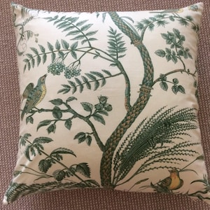 Brunschwig and Fils Bird and Thistle in green pillow cover image 1