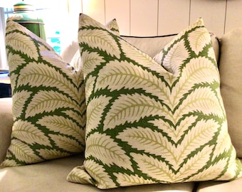 Brunschwig and Fils TALAVERA in leaf pillow cover in sham, lumbar, euro all sizes