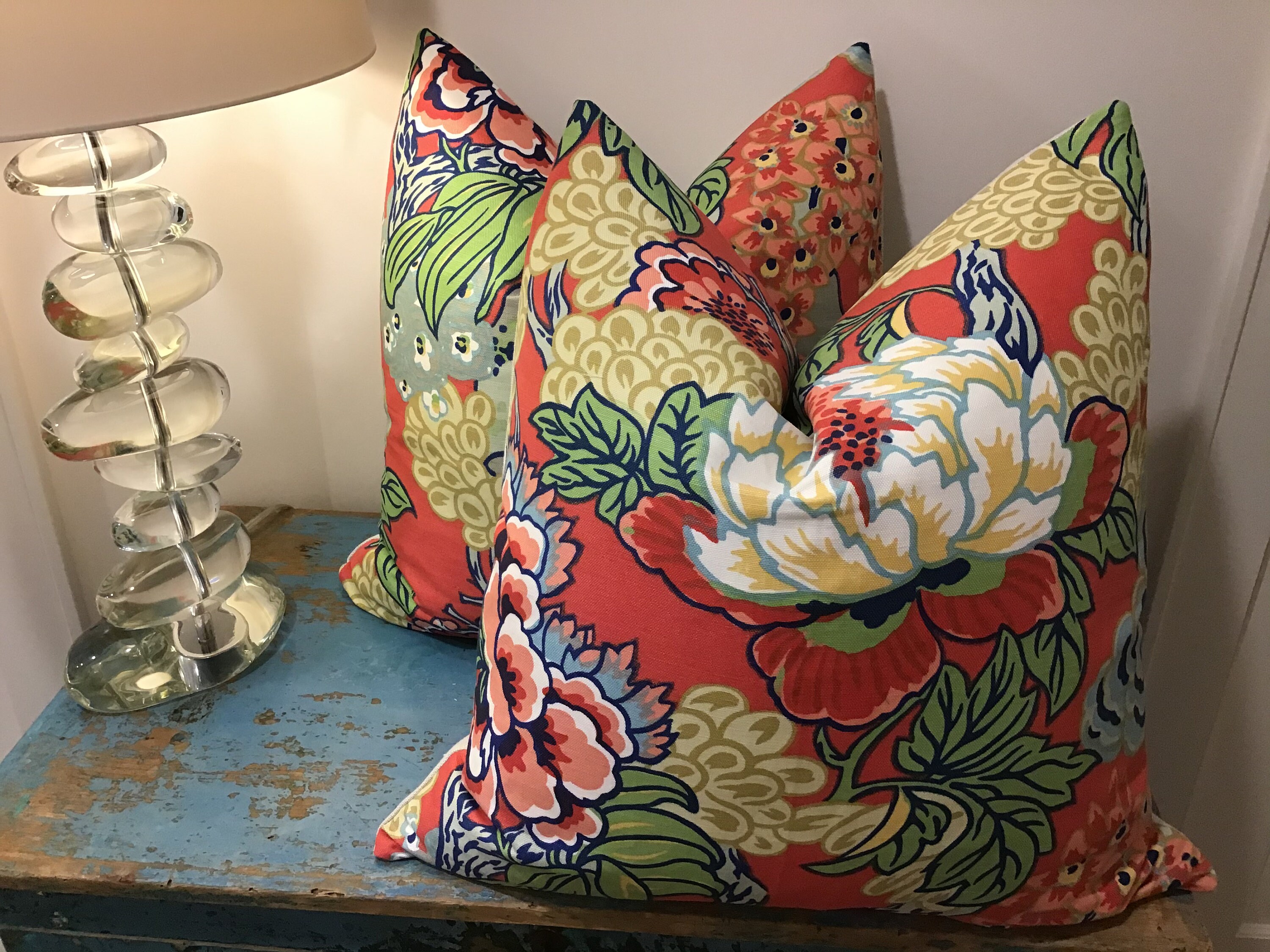 Thibaut Honshu Cover in Coral and Green Etsy