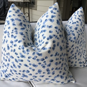 Ballard Designs Pillow Cover in Mira blue and white animal print