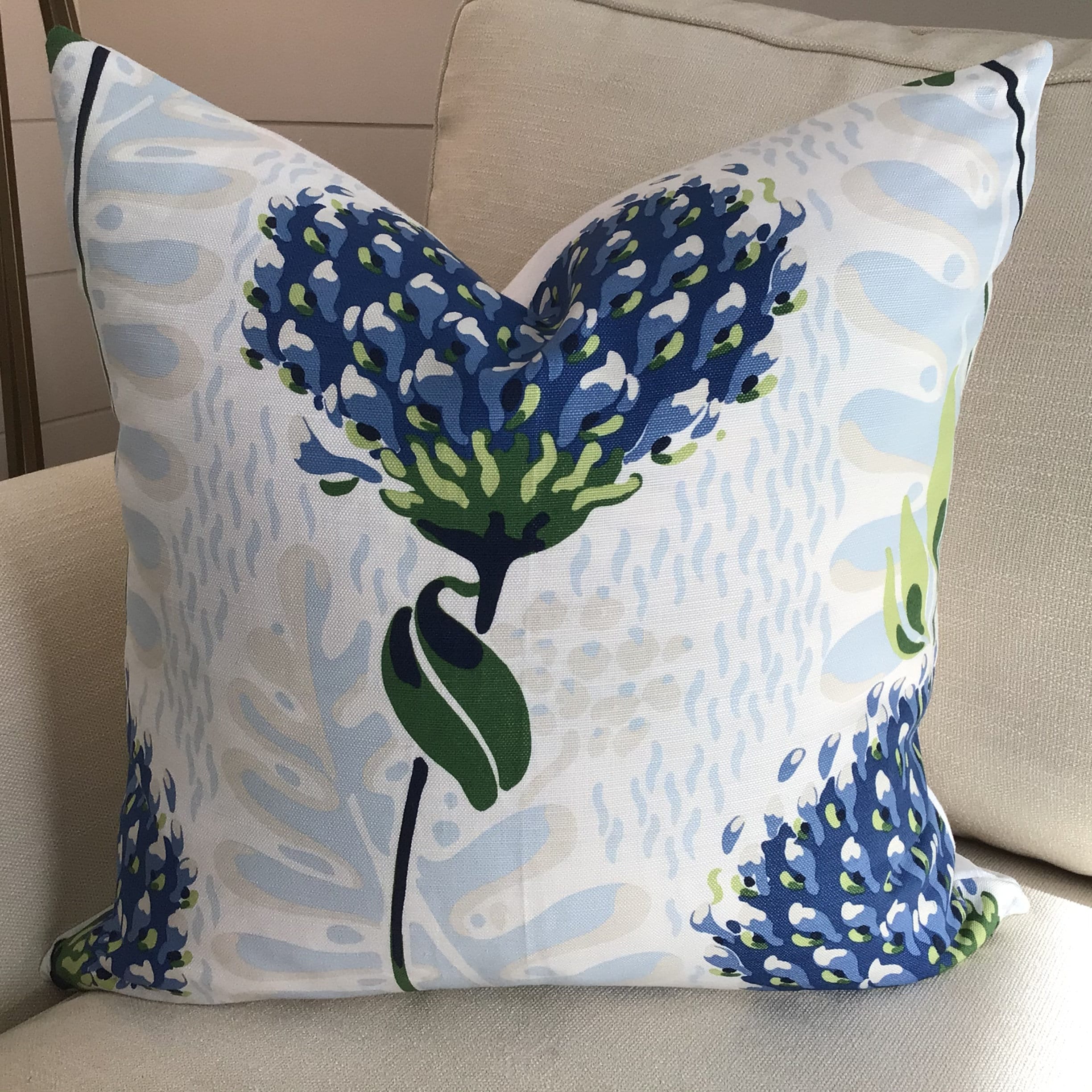 THIBAUT TIVERTON in Blue and Green Floral Pillow Cover Etsy