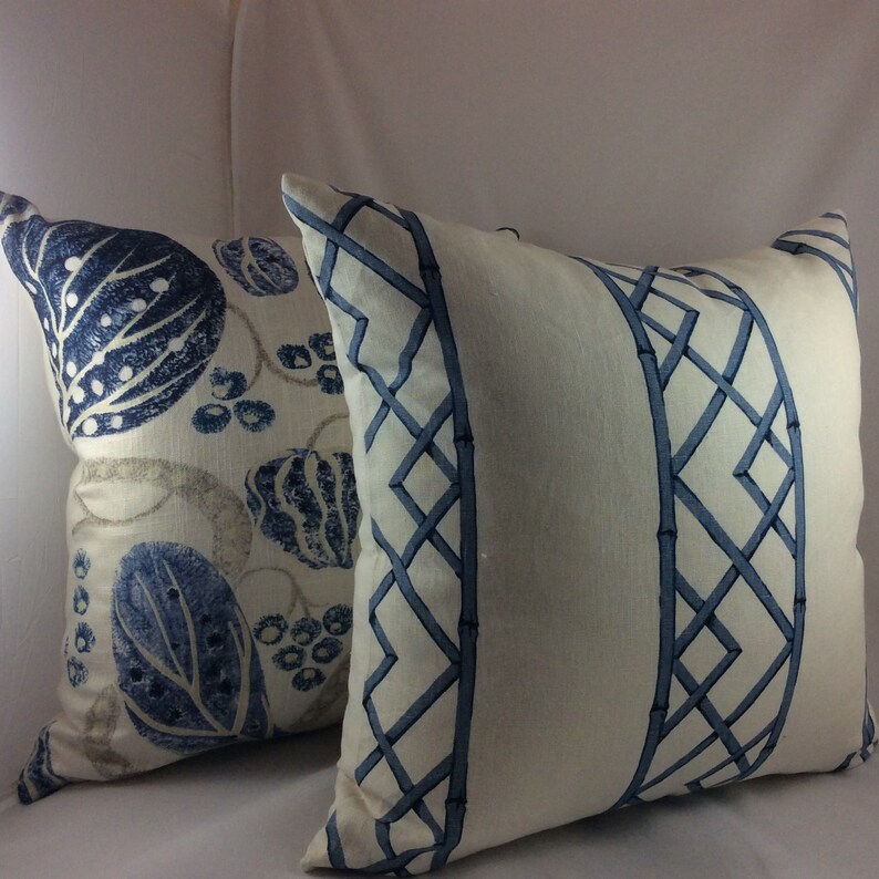 William Yeoward ASTASIA in navy-Ikat block print floral pillow cover