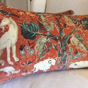 Zoffany Arden Velvet Pillow Cover, Venetian Red, Mythical Animals 26x14 ...