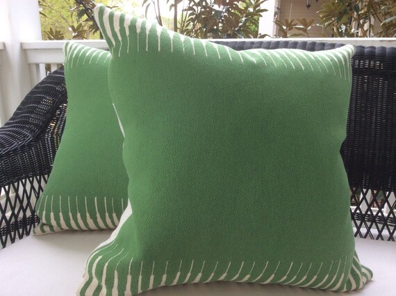 Manuel Canovas Pillow Cover In Green Woven Kazan Pattern Etsy