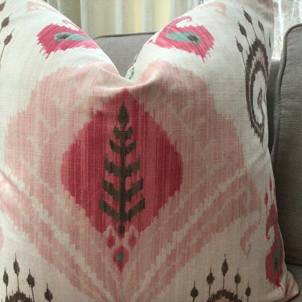 Samarkand Ikat “Candy Pig Pink” pink ikat pillow cover