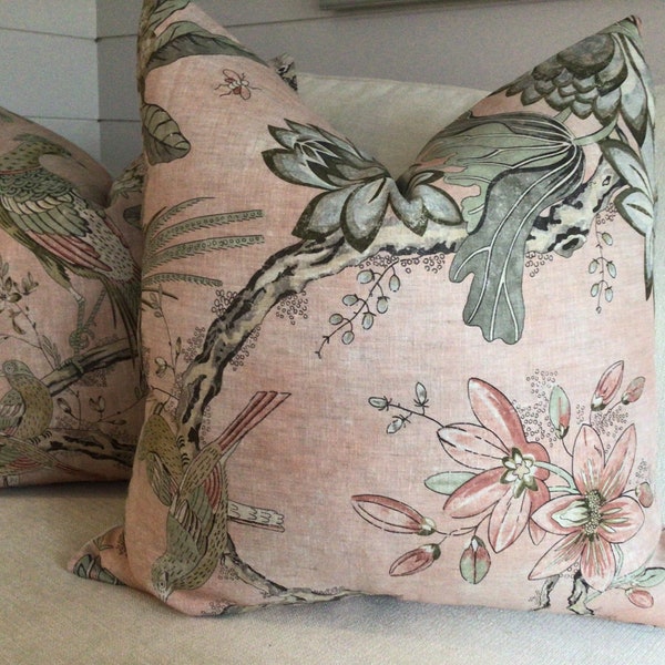 Anna French for Thibaut “Villeneuve” in Blush bird and floral cover