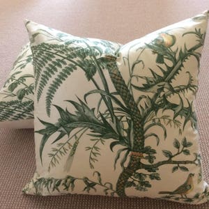 Brunschwig and Fils Bird and Thistle in green pillow cover image 5