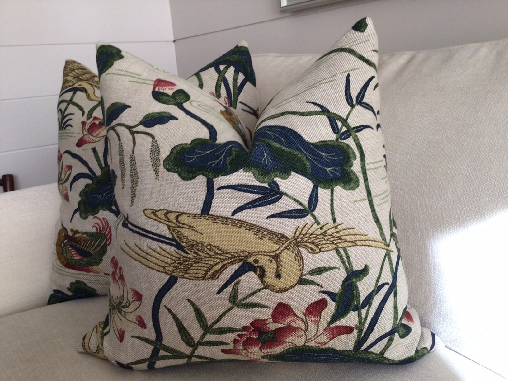 G.P. and J. Baker heron and Lotus Flower in Indigo and Pink Etsy Sweden
