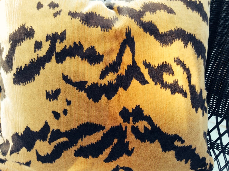 Scalamandre Pillow Cover in Le Tigre and Chocolate Velvet, image 2