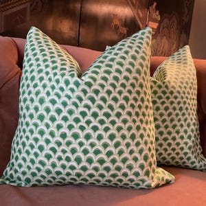Brunschwig and Fils Pillow Cover in Green Pave II Print