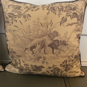Brunschwig and fils “On Point”-Hunting Toile in tobacco and cream-pillow covers