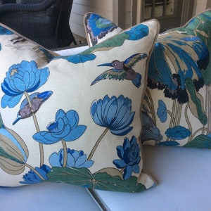 G.P. And J Baker “Nympheus” in aqua and teal  pillow covers