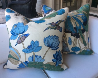 G.P. And J Baker “Nympheus” in aqua and teal  pillow covers