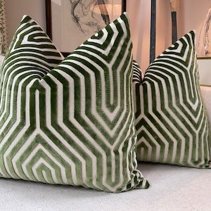 Schumacher&#39;s &quot;Vanderbilt&quot; in Lettuce Green Pillow Covers