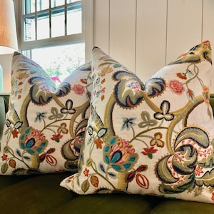 Pierre Frey Les Colonies “Braquenie’” botanical embroidered pillow cover