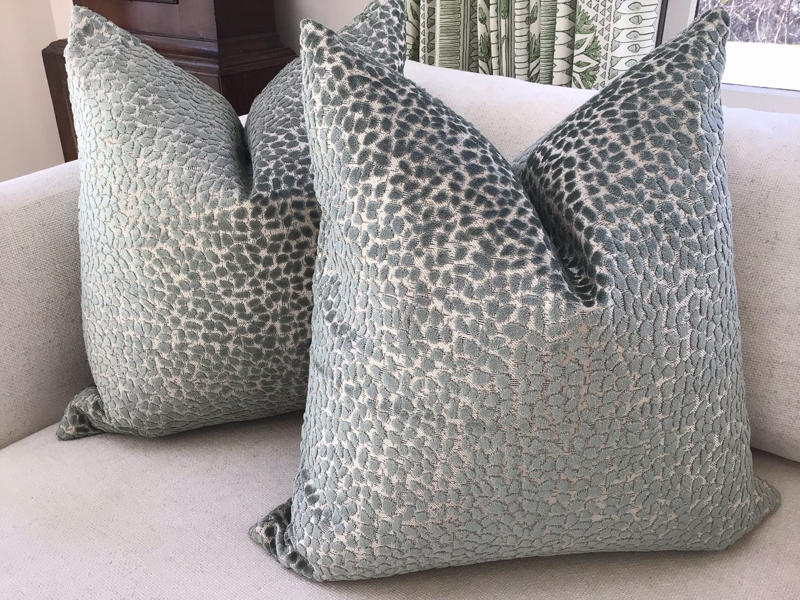 Raised Velvet jelly Bellies in Silver Sage Pillow Cover Etsy