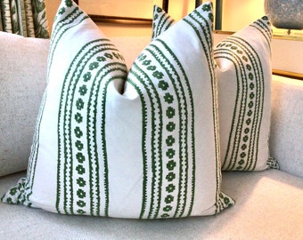 Thibaut "New Haven Stripe" In Green Pillow Covers