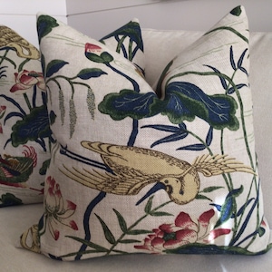 G.P. And J. Baker &quot;Heron and Lotus Flower&quot; in indigo and pink