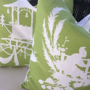 Thibaut Pillow Covers in Green and White South Seas Linen image 2