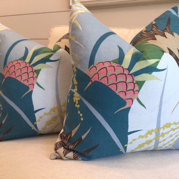 Schumacher “ANANAS” in Beautiful Peacock colorway pillow cover