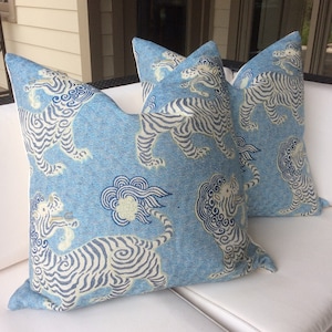 Tibetan Dragon blue and white chinoiserie cover