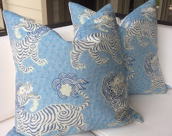 Tibetan Dragon blue and white chinoiserie cover