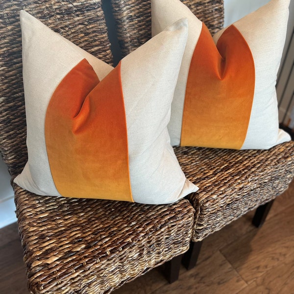 Orange Linen Pillow Etsy