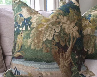 Cowtan and Tout “Richmond” in antique blue and green pillow cover