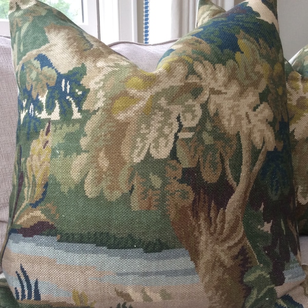 Cowtan and Tout “Richmond” in antique blue and green pillow cover