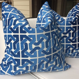 CLIFFONEY Lee Jofa Groundorks by David Hicks  blue and white  pillow covers