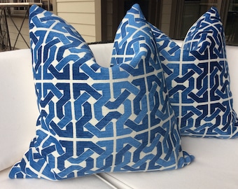 CLIFFONEY Lee Jofa Groundorks by David Hicks  blue and white  pillow covers