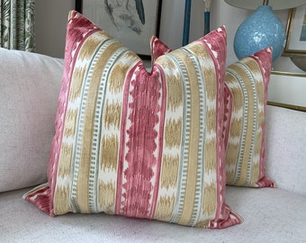 Brunschwig and Fils "Bayeaux" Velvet in Rose Pillow Covers