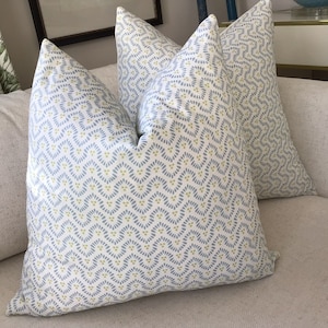 Anna French for Thibaut&#39;s &quot;Wynford&quot; in soft blue pillow cover