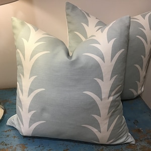 Schumacher Pillow Cover in “Acanthus” in SKY pillow cover